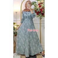 Busana Dress Plisket Biru