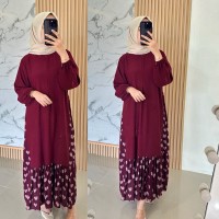 Baju Dress Caca Maroon Love