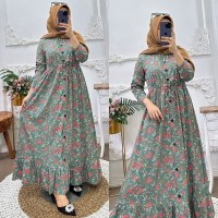 Baju Dress Bunga Lestari hijau