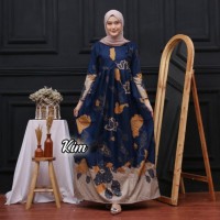 Baju Dress Batik Sani navy
