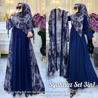 baju 3in1 gamis syahnaz set navy