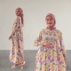 gamis bunga yumna midi pink