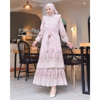 baju tunik setelan rok pink