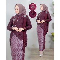 kebaya set melati tille burgundy