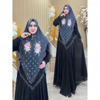 gamis syar'i printing A2 hitam