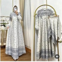 gamis khalisa silver silk set