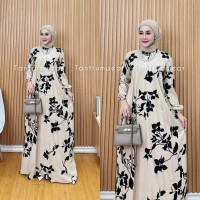 gamis rayon motif flower dress